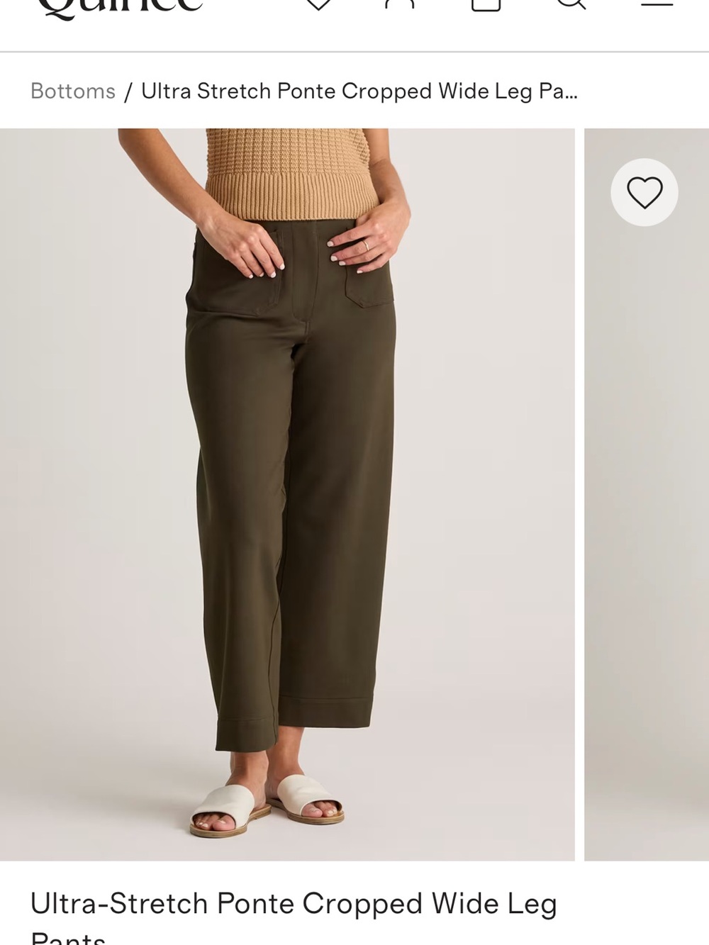 Quince Olive Green High-Rise Wide-Leg Pants